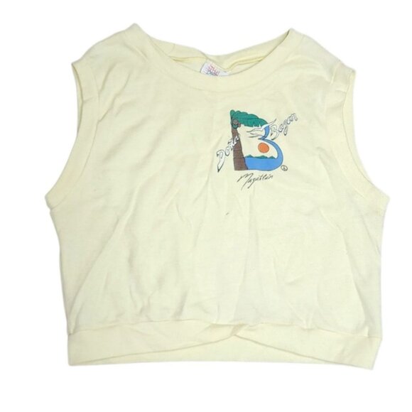 Vintage 80s Sleeveless Crop Top Summer Womens Size XS Yellow Mazatlan - Picture 1 of 4